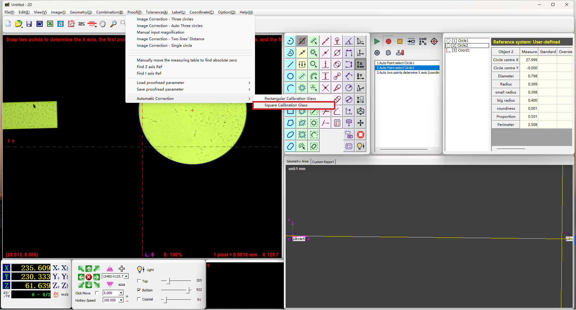 Easson2D enter automatic lens calibration