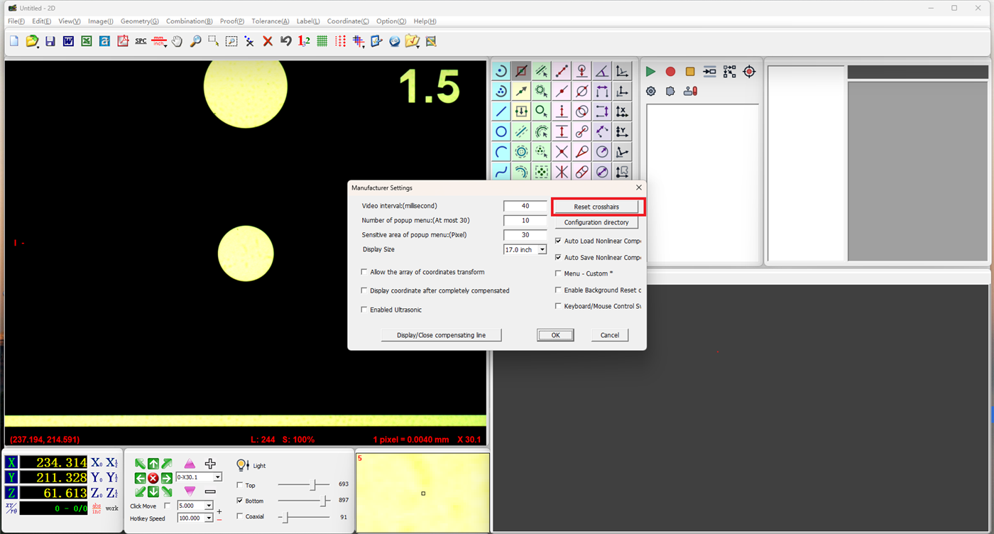Easson2D reset crosshair