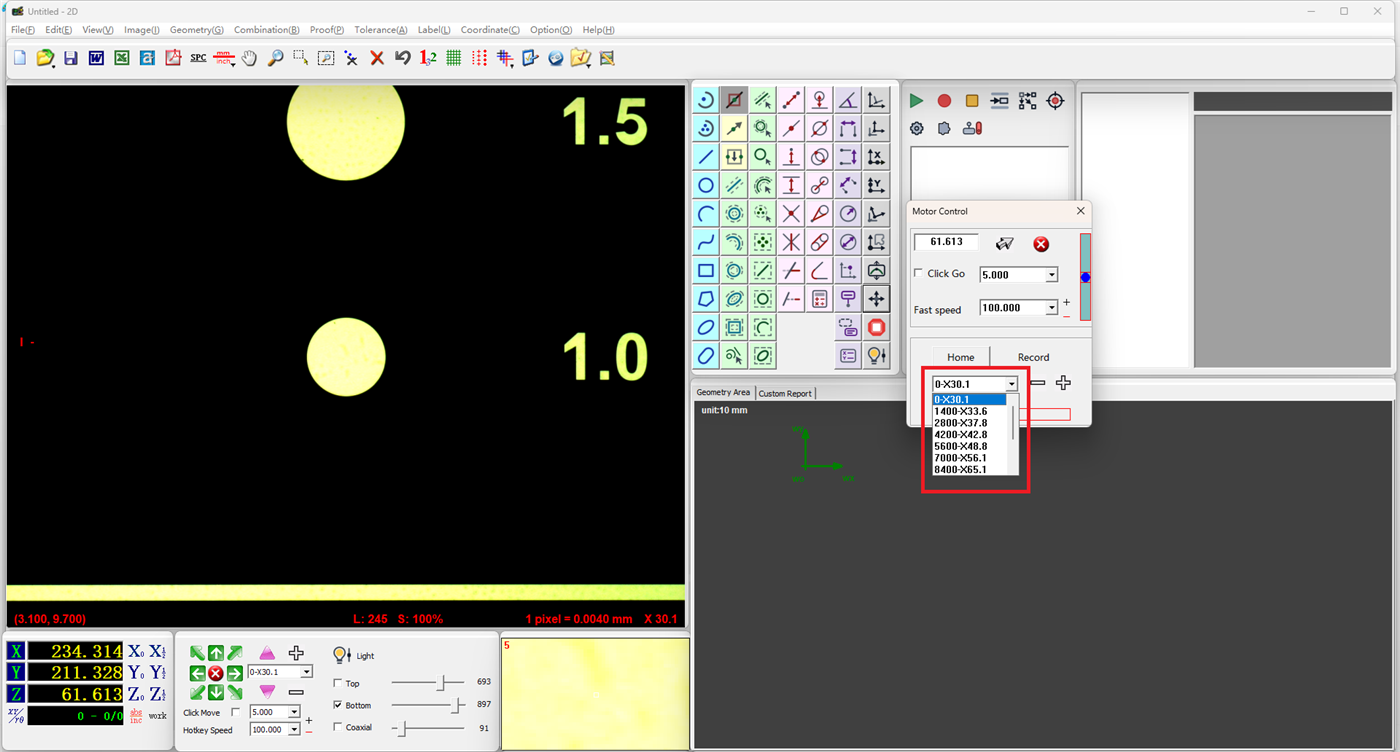 Easson2D confirm magnification calibration