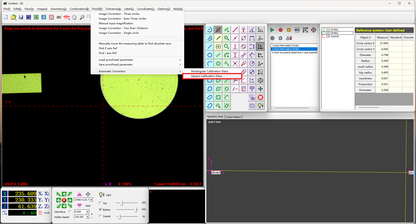 Easson2D enter automatic lens calibration