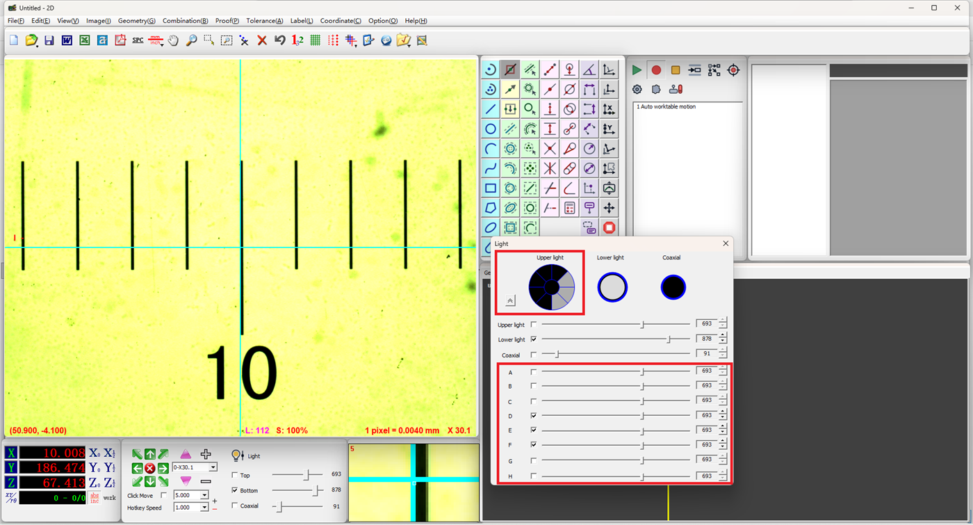 Easson2D zoned upper light adjustment